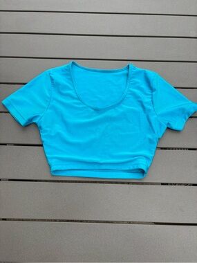 Vintage Y2K Vibrant Blue Crop Top With Inner Panel Front